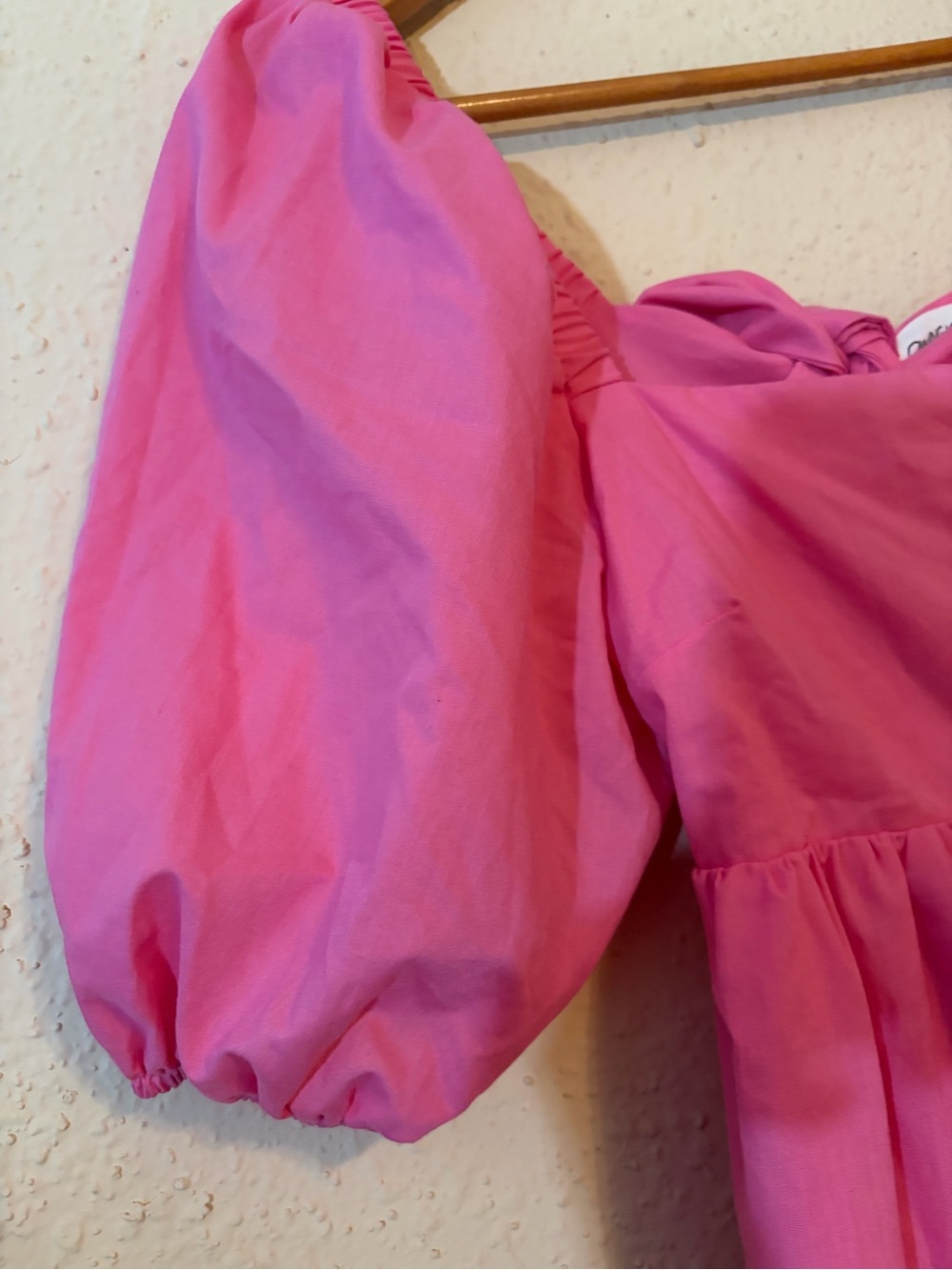 Women's Pink Puff-Sleeve Tiered Mini Dress - Picture 7 of 9
